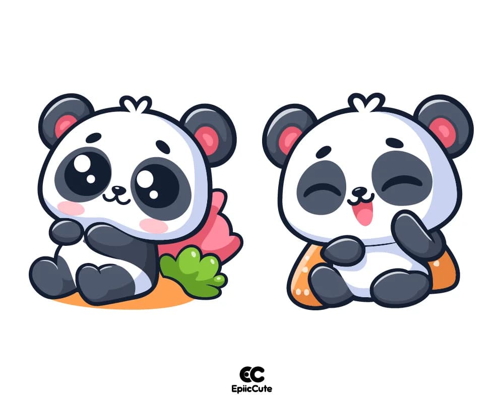 การ์ตูนแพนด้าสดใสร่าเริง นั่งเล่นมีความสุข - view 1