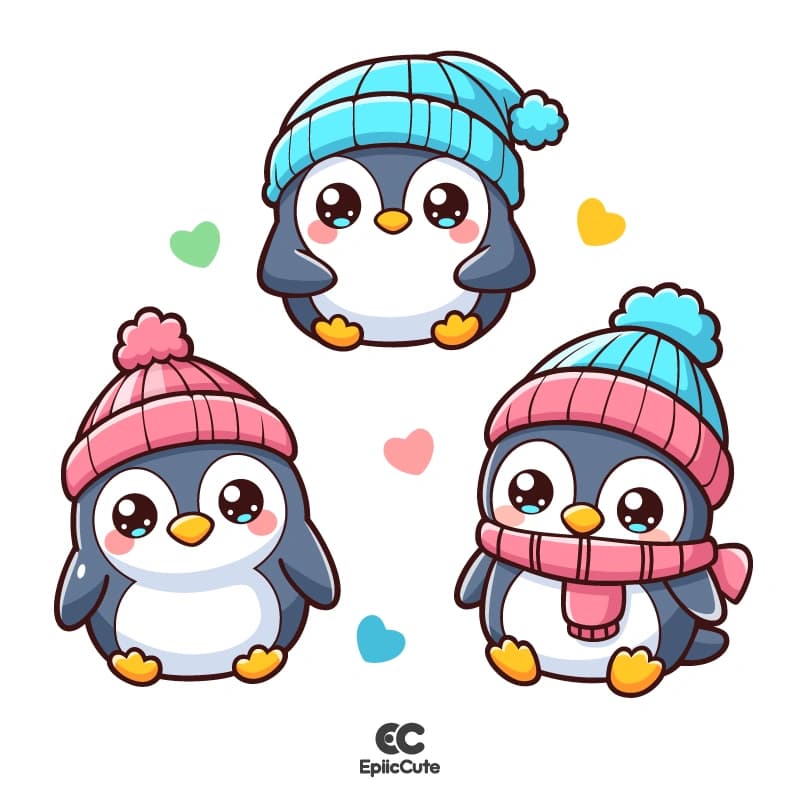 น้องเพนกวินน่ารัก สวมหมวกไหมพรม แววตาเป็นประกาย - view 1
