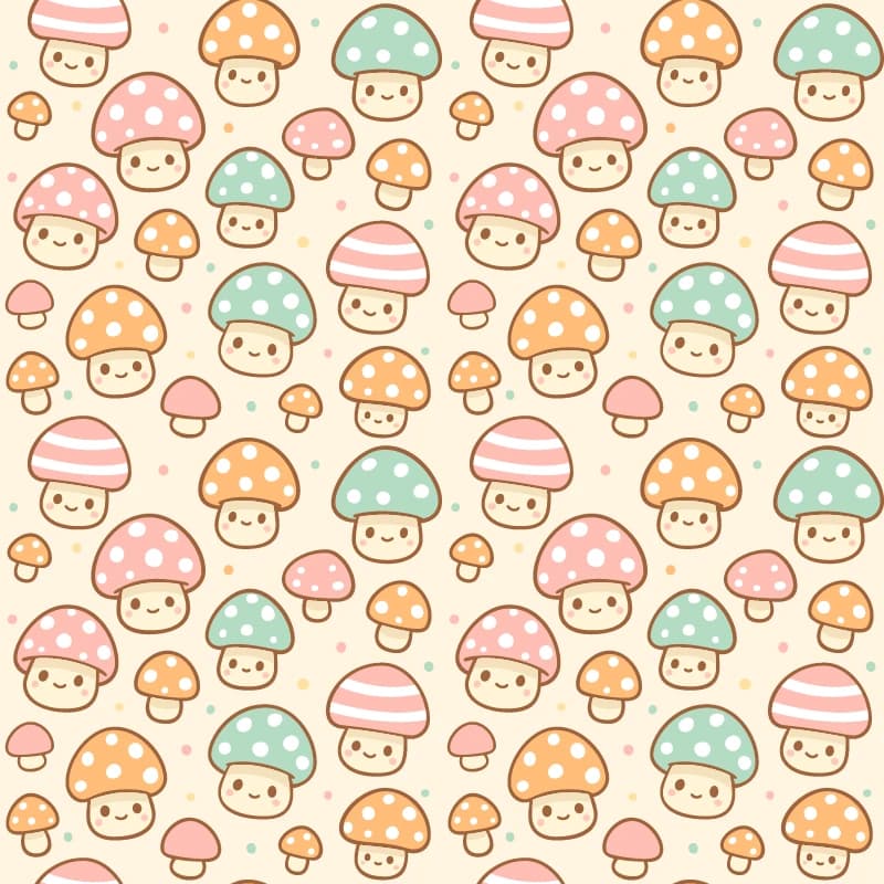 ชุด seamless repeat pattern ลายเห็ดน่ารักๆ สีพาสเทล - view 1