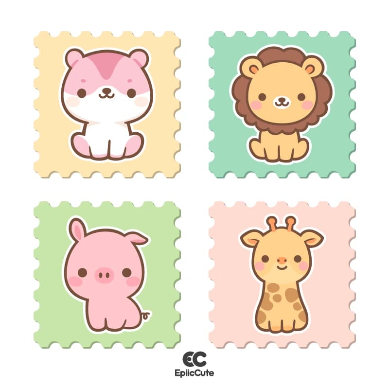 สติกเกอร์ สแตมป์รูปสัตว์น่ารักๆ สีพาสเทลอ่อน ละมุนตา - view 1