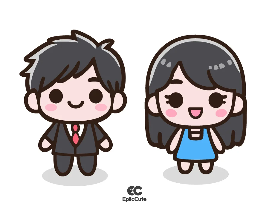 สติกเกอร์ รูปการ์ตูนเด็กชายและเด็กหญิงน่ารักๆ วัยกำลังโต การ์ตูนเด็กน่ารักน่าเอ็นดู ยิ้มแย้มสดใส - view 1